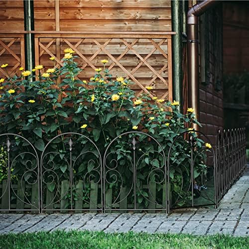 Skcoipsra Decorative Garden Fence 10 Pack, 24in(H) x 10ft(L) Animal Barrier Fence, Rustproof Metal Fencing for Yard, Dog Rabbits Wire Section Garden Edging Border for Yard Patio, Arched