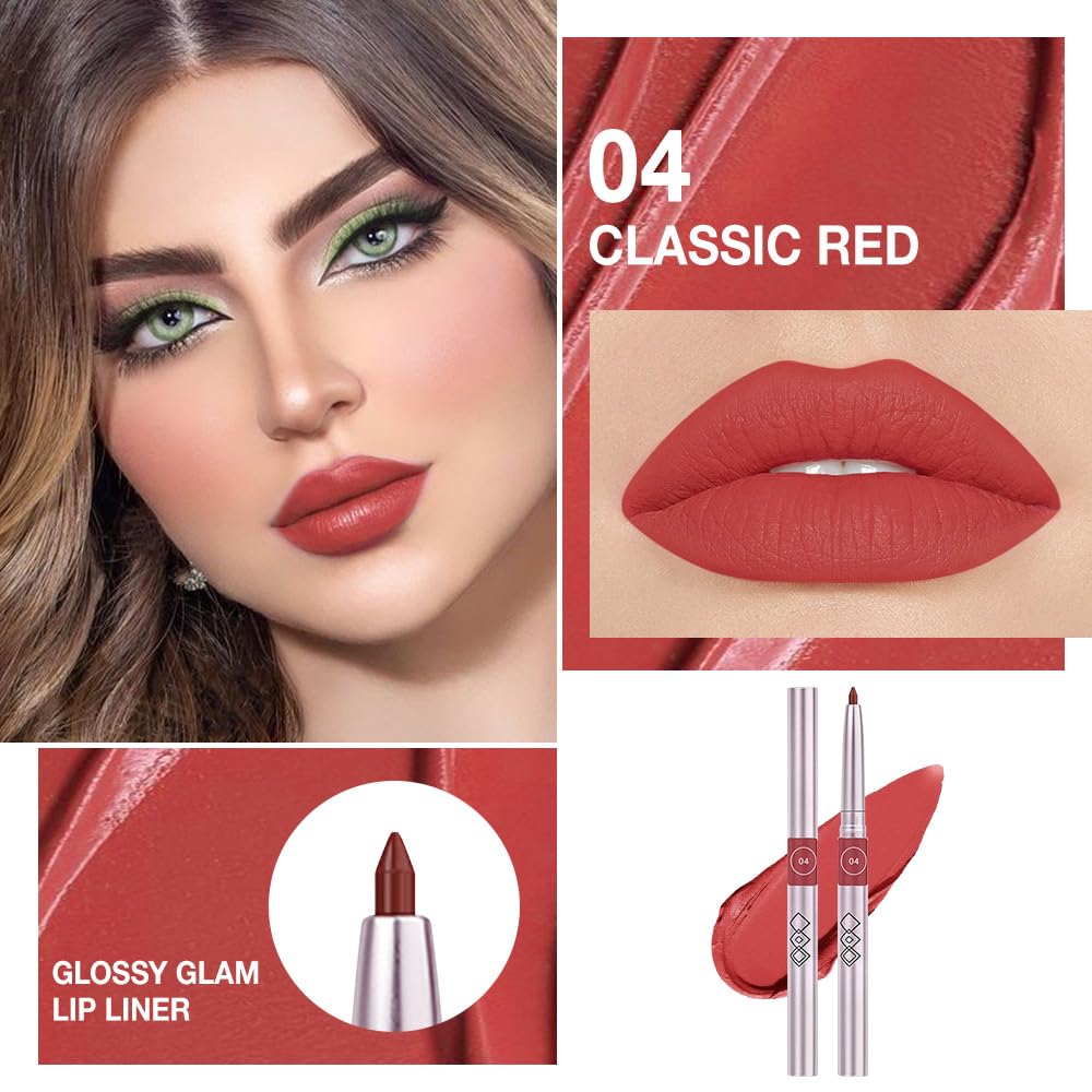 FeiCuiYun Retractable Lipliner Pencil Waterproof Makeup for Lip Liner and Eye Liner, Smooth and Creamy, Long Lasting Matte Finish, Vegan Beauty, Matte Velvet Pigmented Lip Liner(04#Red, 1)