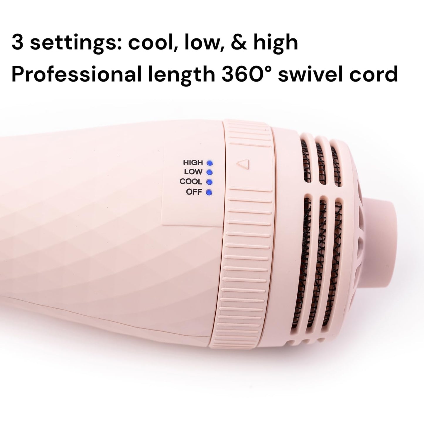 L'ANGE HAIR Le Volume 2-in-1 Titanium Blow Dryer Brush | Hot Air Brush for Hair Drying & Styling | Ionic Oval Barrel for Smooth, Frizz-Free Volume | (Blush – 60mm)