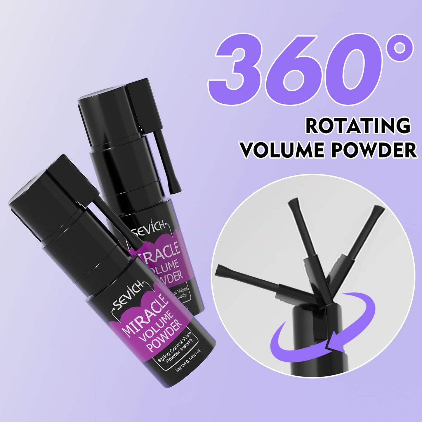 SEVICH Miracle Volume Powder - Texturizing Hair Styling Powder for Men & Women, 360° Adjustable Nozzle, Oil Control & Fluffy Hair, Travel-Size Matte Finish Hair Powder, 4g Spray + 20g Refills