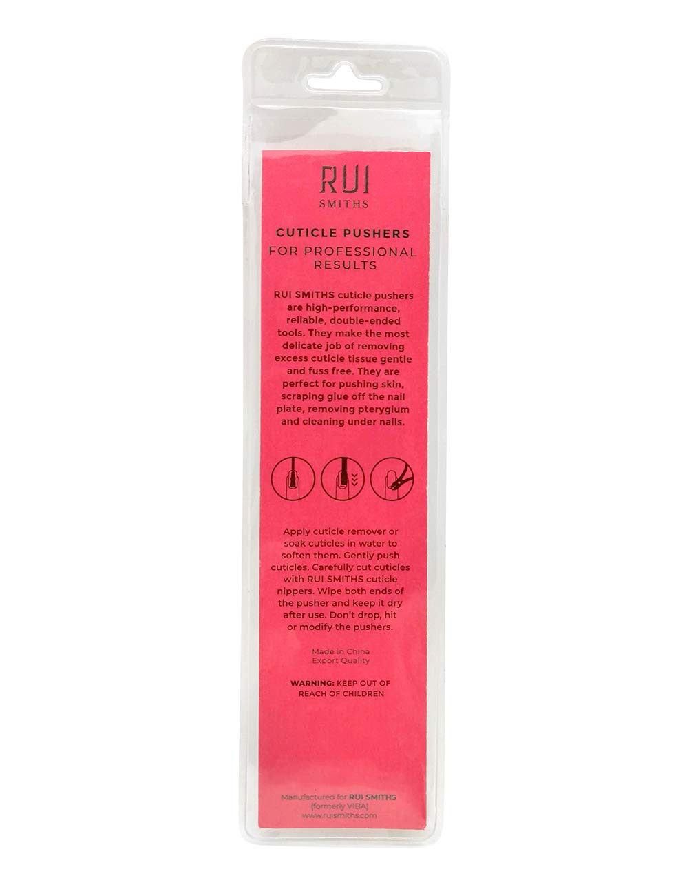 Rui Smiths Pro Cuticle Pusher with 2 Ends - Stainless Steel Manicure Tool - Style 107