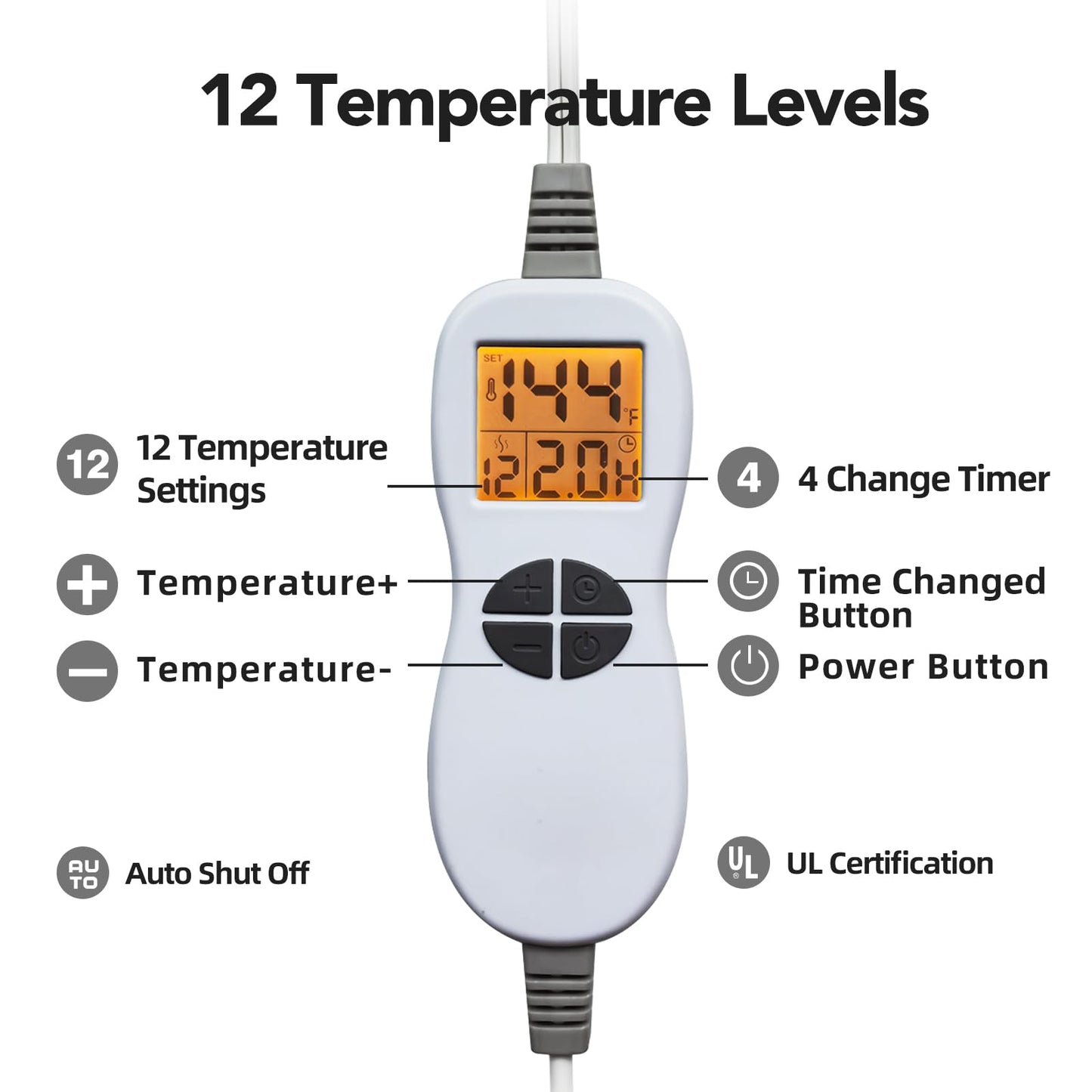 Ambershine 19''x24'' Weighted Neck & Shoulder Heating Pad, 2.5lbs with 12 Temperature Settings& 4 Auto-Off Timers, Pain Relief for Neck/Shoulder/Back, Christmas Gifts for Women Men Mom Dad (Gray)