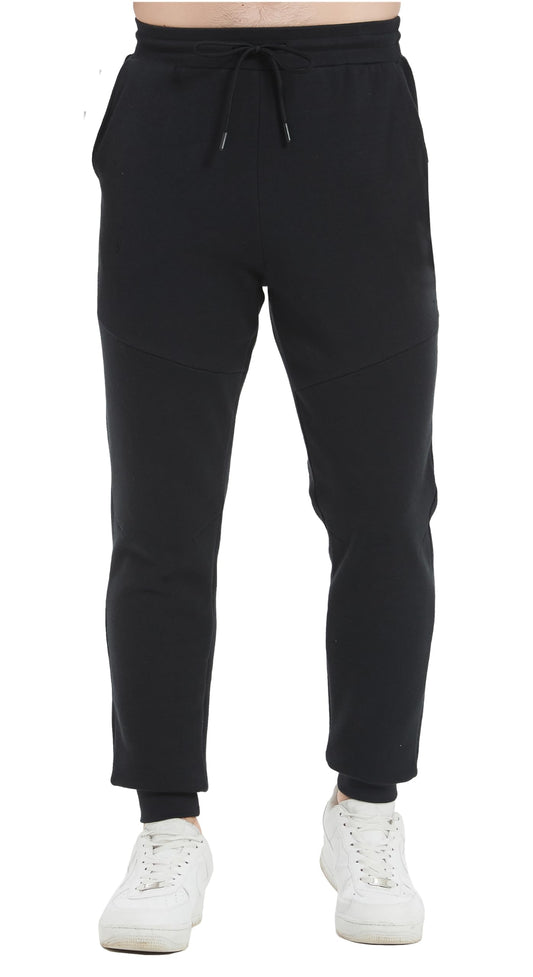 Tronjori Men's High Waisted Fleece Sweatpants Fall Winter Athletic Jogger Pants Lounge Trousers Elastic Waistband(S,Black)
