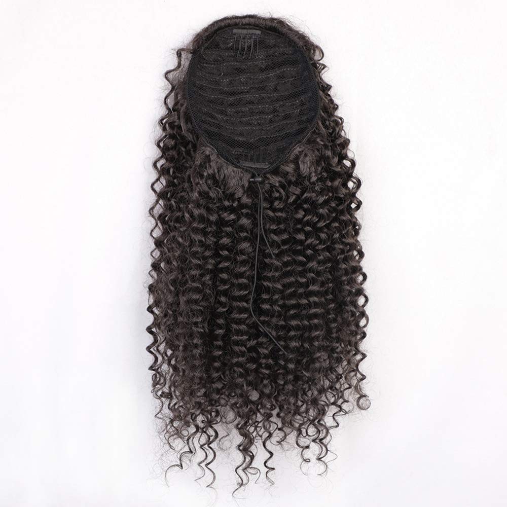 Vigorous Drawstring Ponytail Extension 14Inch Short Afro Kinky Curly Ponytail for African Women Fluffy Pony Tails Hair Extensions Synthetic Hairpiece for Daily Use(2#)