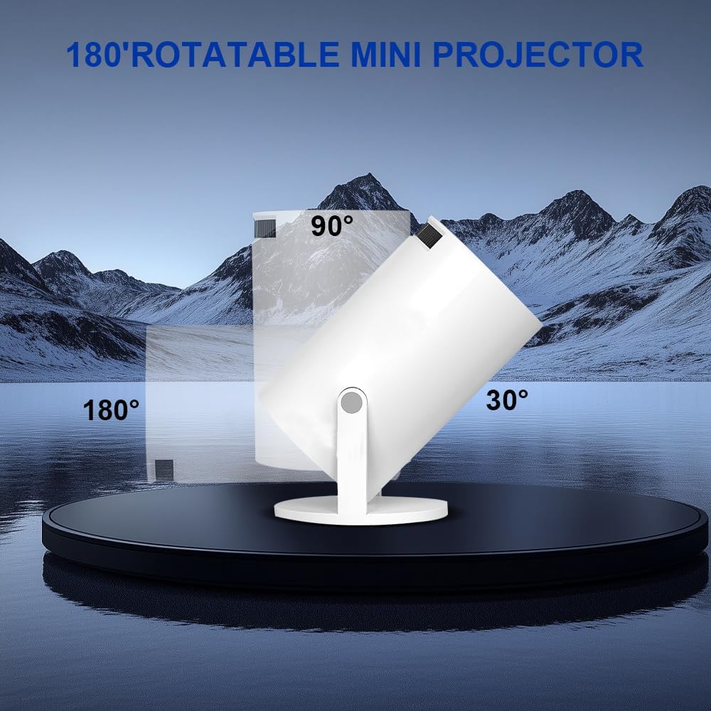HY300 Mini Projector,Ceiling movie projector ,Manual focusing, Compact Design for Home Theater, Outdoor Movies, Presentations, and Gaming. (white)