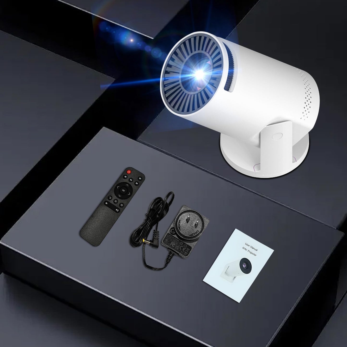 Wireless Mini Projector with WIFI 6 and 5G, 4K 1080P Support Portable Projector 180° Rotatable. 17"-130" Screen Video Projector. Compatible forSmartphone, Laptop, PC(Q5 mate)