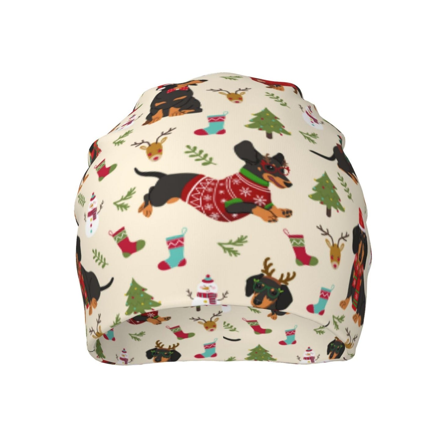 Cute Christmas Dogs Beanie Chemo Hat Cancer Headwear Skull Hat Knitted Hat Nightcap Skull Cap for Women Men