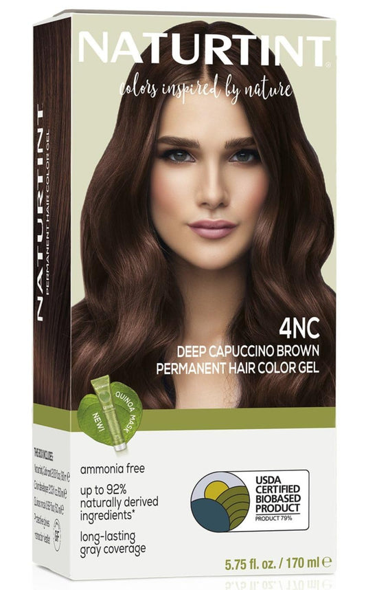 Naturtint 4NC Deep Cappuccino Permanent Hair Color (Pack of 1), Ammonia Free, Vegan, Cruelty Free, up to 100% Gray Coverage, Long Lasting Results (Packaging may vary)