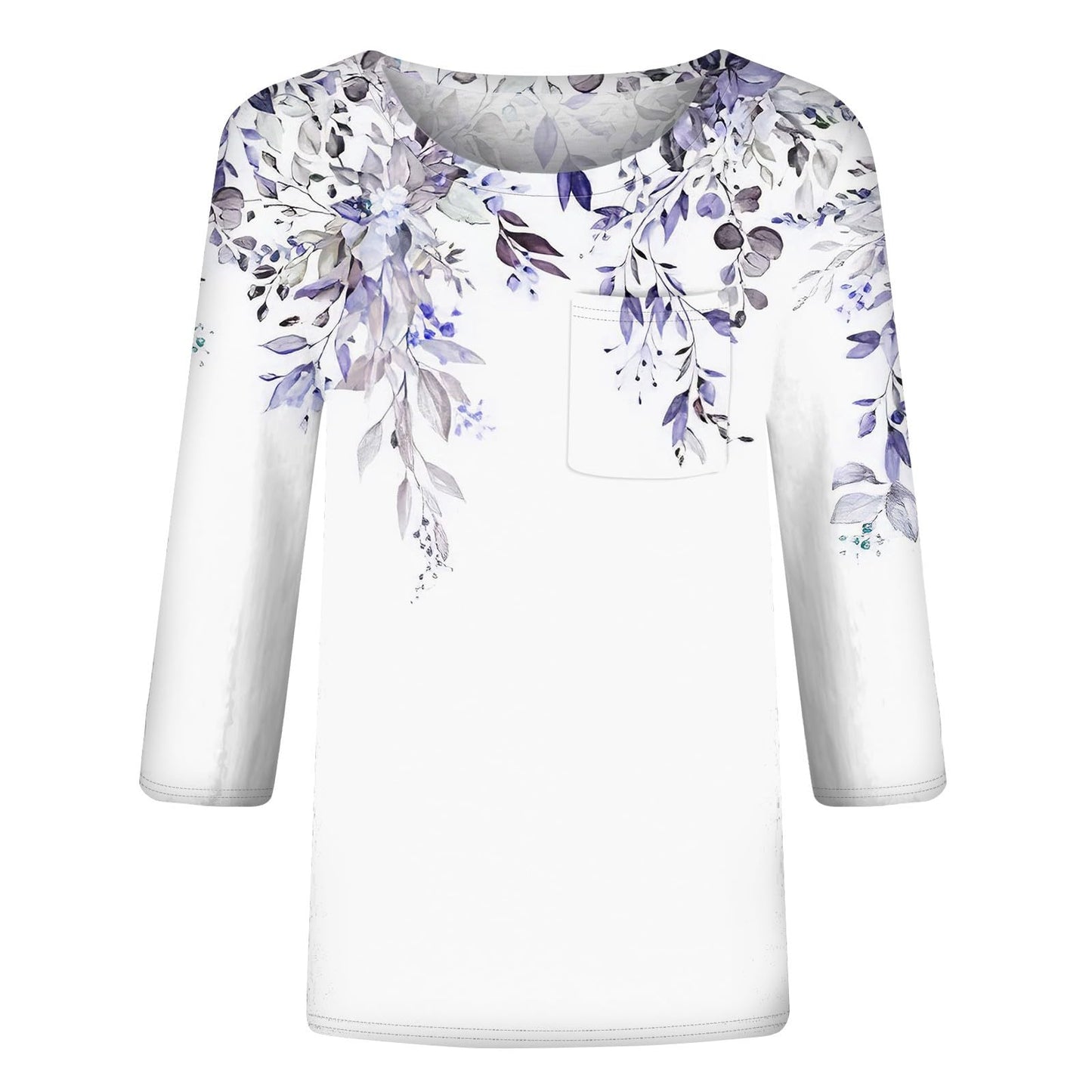 Womens 3/4 Sleeve Tops Layering Pocket Casual Crewneck T Shirts Printed Cute Ethnic Three Quarter Blouses Country Tunic Tops to Wear with Leggings Concert Outfits Womens 3/4 Sleeve T Shirts 2024