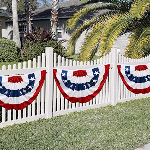 HOOSUN 4th Of July Decorations,American Flag Bunting for Outside,USA Pleated Fan Flag 1.5x3 FT,American Flags Bunting for Fourth Of July Patriotic Decorations,Red White And Blue Banner Decor,6 Pack