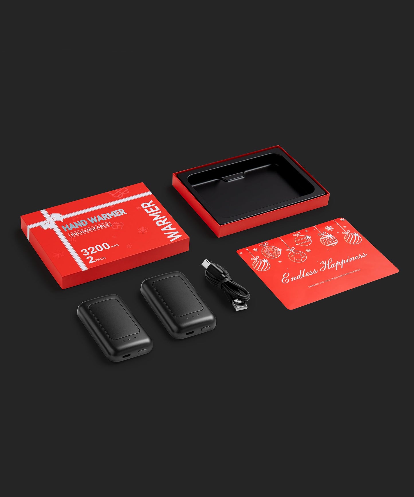 AI Hand Warmers Rechargeable, Reusable Portable Electric Hand Warmer, Fast Intelligent Heating in 1 Second, Gifts for Christmas, Outdoor, Golf, Hunting, Camping Accessories Black 2Pack