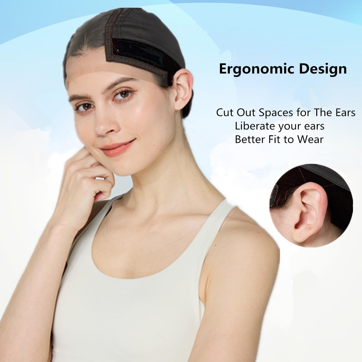 Xiushumyi Wig Cap Lace Wig Grip Cap for Keeping Wigs in Place Wig Cap with Grip Band Make Your Wigs Glue Free Non-Slip Wig Caps for Women (Brown, S)