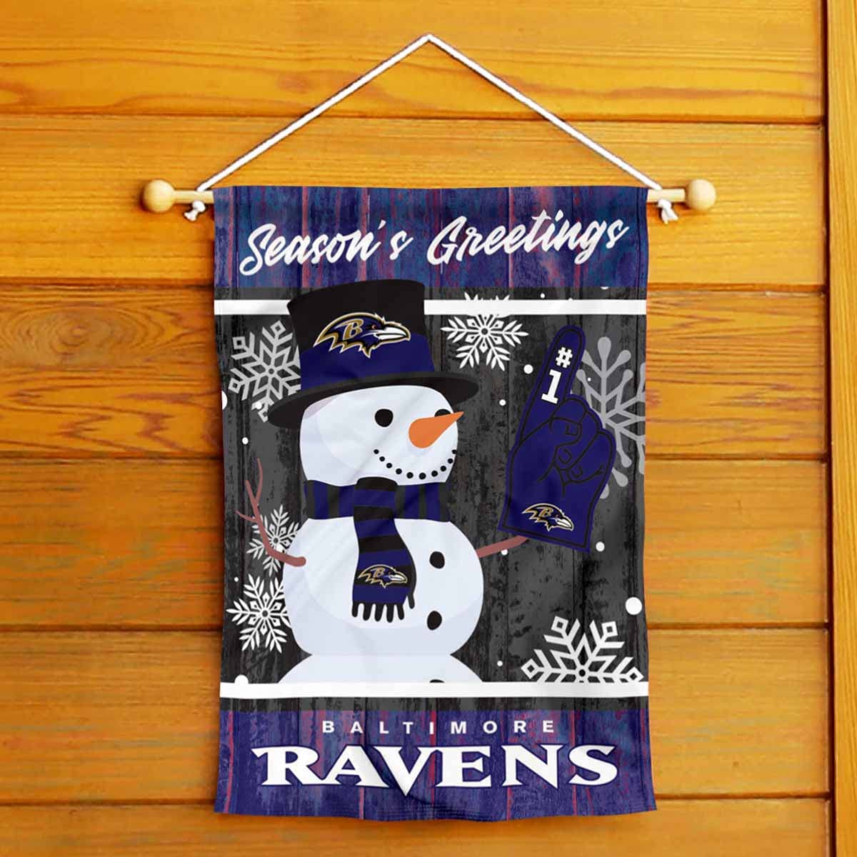 Baltimore Ravens Holiday Winter Snow Garden Flag Double Sided Banner