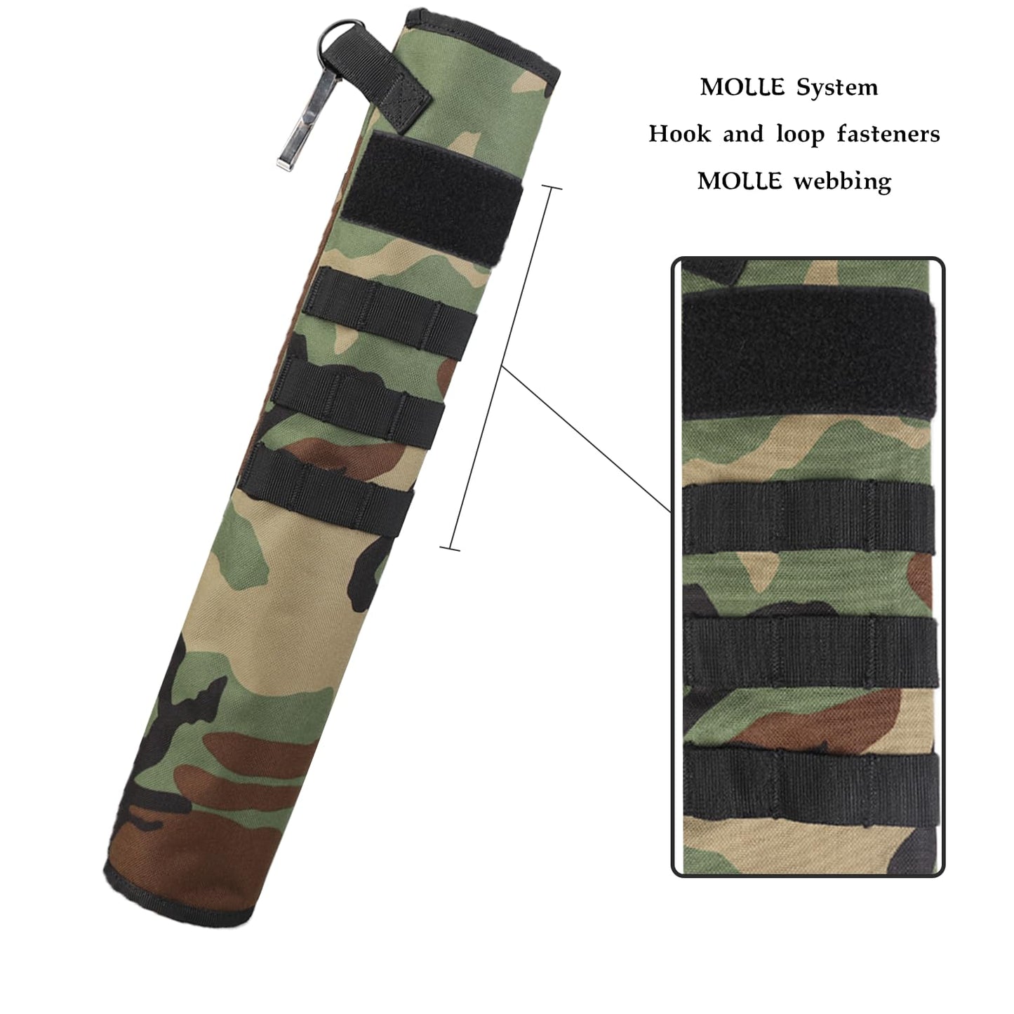 KRATARC Archery Lightweight Back Arrow Quiver Dual Use Foldable Compact Hip Arrows Bag with Molle System Hanged for Target Shooting (Woodland - diameter 3.5'')