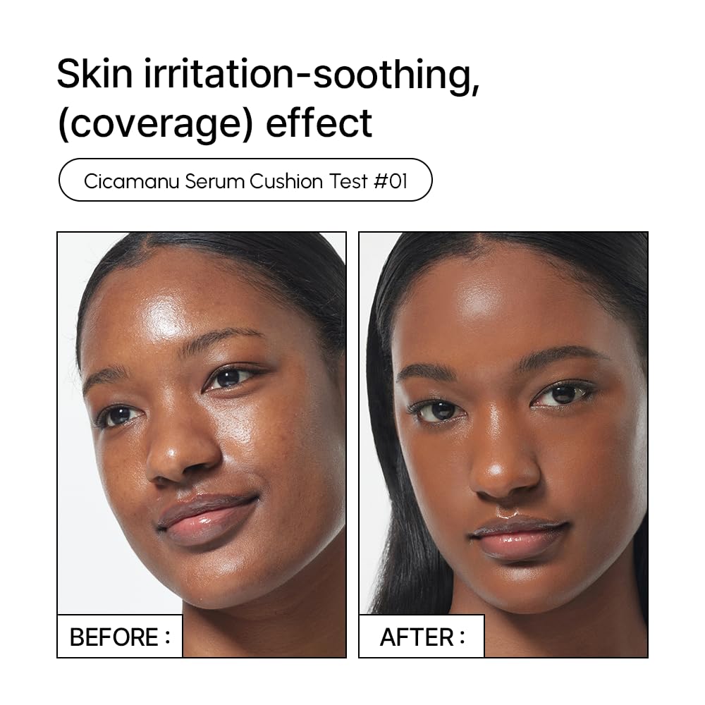 Parnell Cicamanu Serum Cushion - Moisturizing Foundation for Soothing, Coverage, Glass Skin and Lightweight for Sensitive and Dry Skin Pearl Skin (0.52 Fl Oz) (33N)
