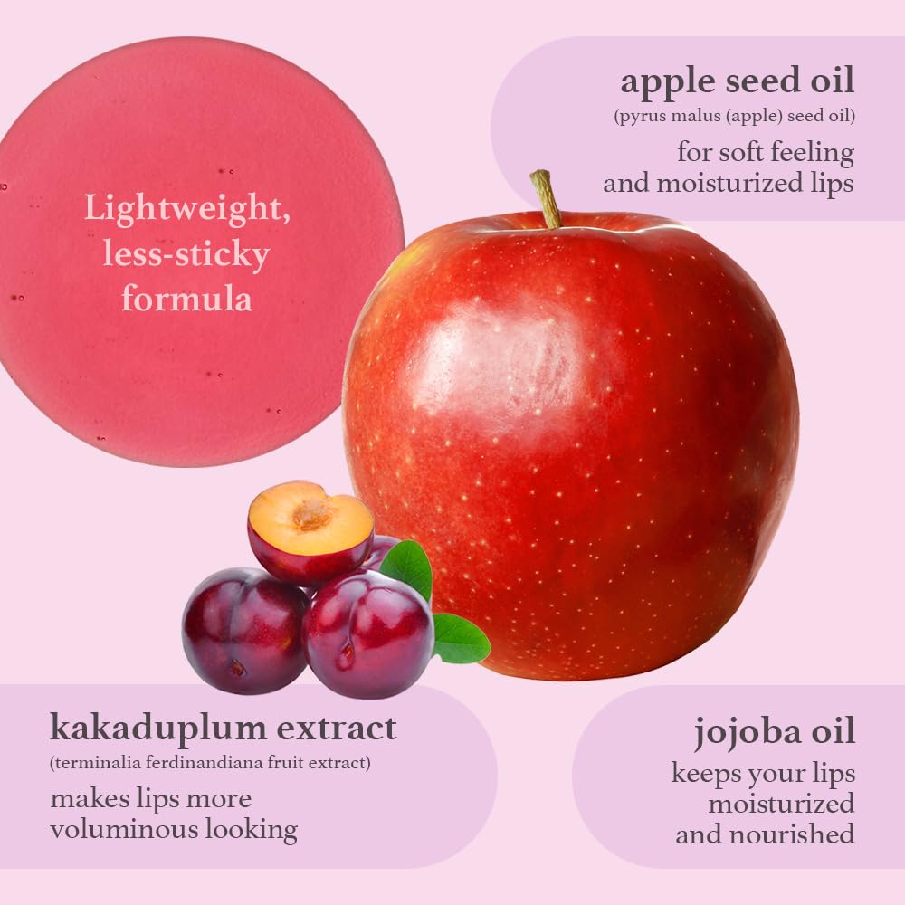 NOONI Korean Vegan Lip Oil - Appleplum | Lip Stain, Gift, Long-Lasting, Moisturizing, Plumping, Revitalizing for Dry Lips, Waterproof, No Peel Off, Korean Lip Tint 0.12 Fl Oz