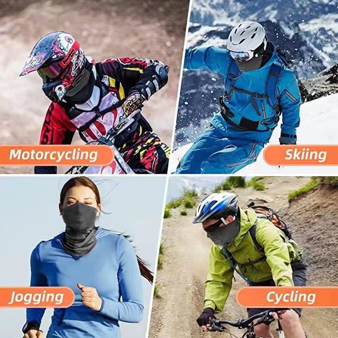 YALUYALU Half Balaclava Face Mask for Outdoor Sports, Windproof Neck Gaiter for Winter Ski,Breathable Cycling Hiking Running Bandanas for Men & Women (Black)