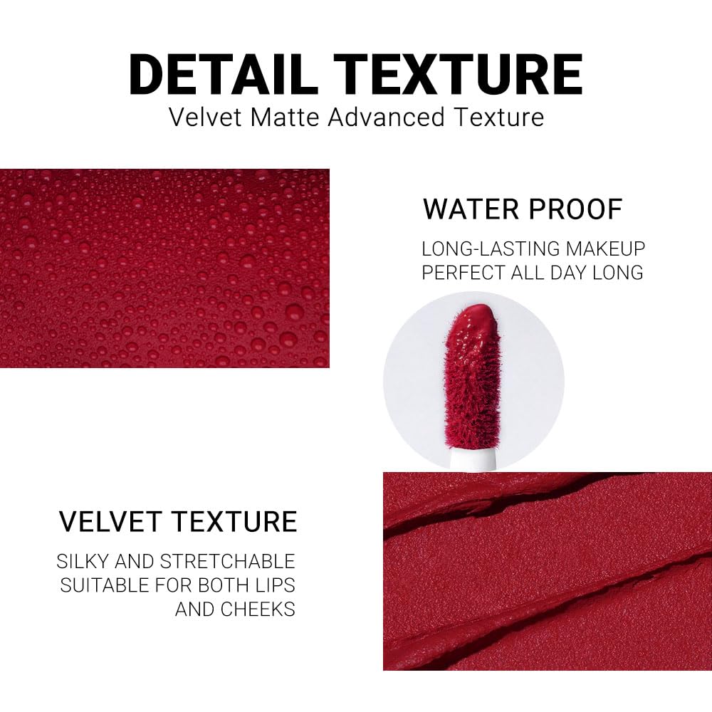 evpct 1Pcs Sexy Red Matte Liquid Lipstick Lip Gloss Glossy Set for Black Women 24 Hour Silky Velvet Lipstick labiales matte larga duracion mate 24 horas originales 11#