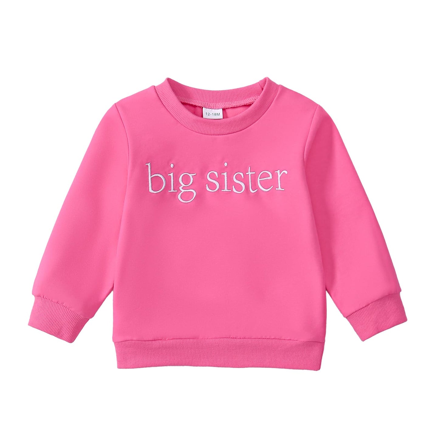 ADXSUN Toddler Girl Big Sister Sweatshirt Embroidered Letters Pullover Top Fall Outfits Winter Clothes