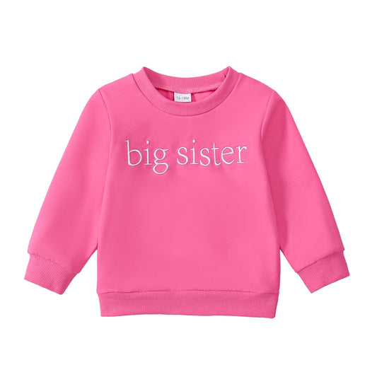 ADXSUN Toddler Girl Big Sister Sweatshirt Embroidered Letters Pullover Top Fall Outfits Winter Clothes
