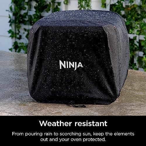 Ninja XSKOCVR Premium Cover, Compatible Woodfire Outdoor Oven (OO100 series), Adjustable Drawstrings, UV and Water-Resistant, Lightweight, Black, 19.5'' x 16.5'' x 15"