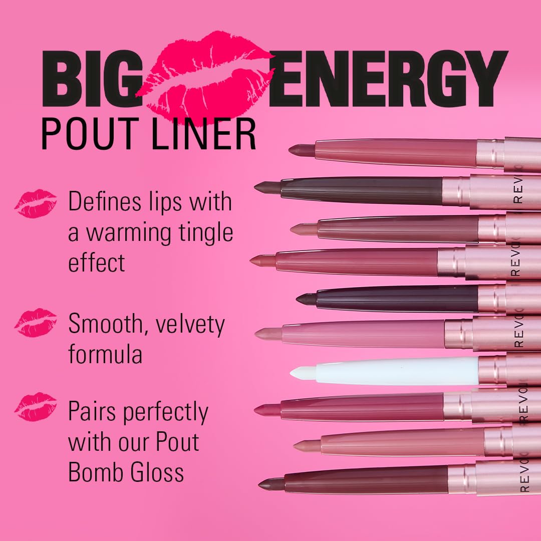Revolution Beauty, Pout Bomb Plumping Lip Liner, Long Lasting Lip Shaper with Hyaluronic Acid & Vitamin E, Vegan & Cruelty-Free, Light Mauve