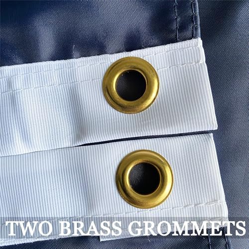 Embroidered Navy Emblem Flag Double Sided 3x5 Outdoor- 300D Heavy Duty Nylon- Military 3x5 Navy Outdoor Banner Flag- Brass Grommets & 4 Rows Stitched