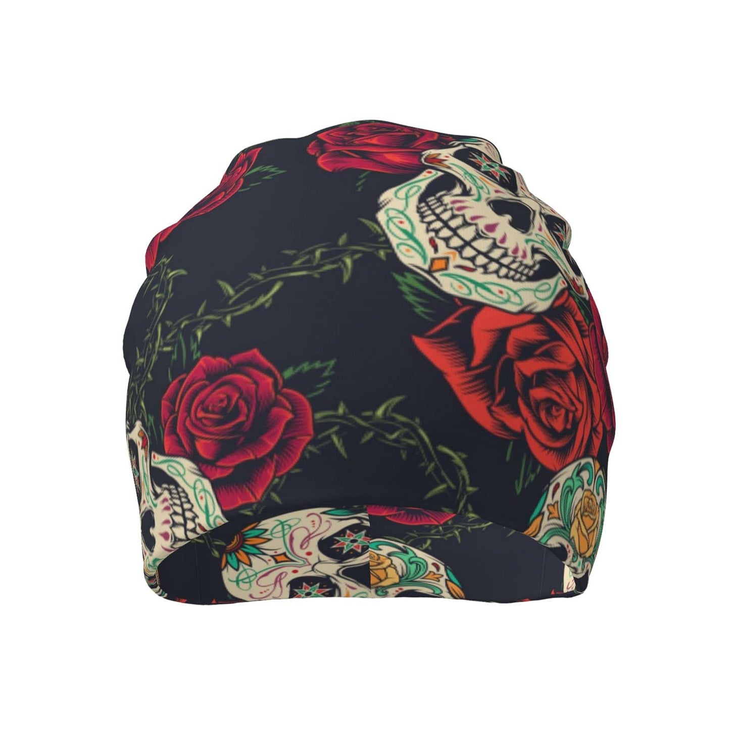 Yilad Skull Flower Beanie Slouchy Chemo Hats, Skull Caps Baggy Headwear for Jogging Cycling Unisex
