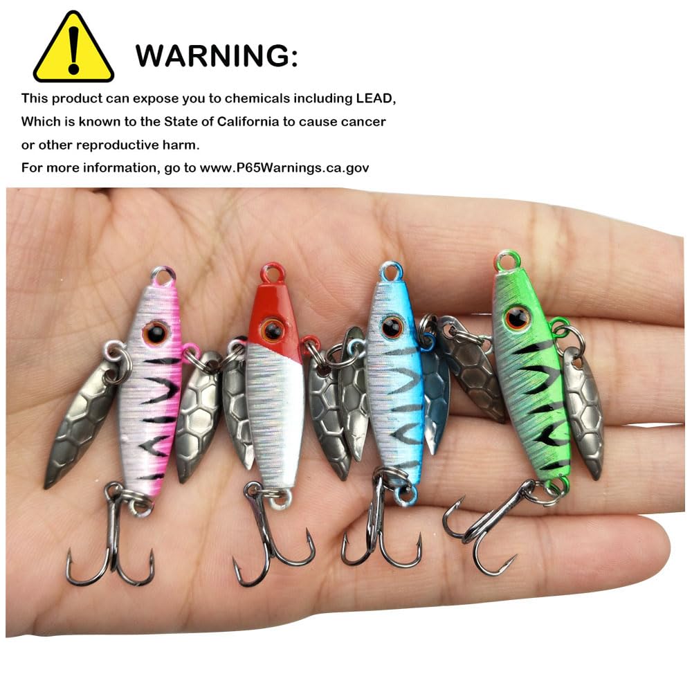 Ice Fishing Jigs with Treble Hooks Lead Jig Hooks Winter Metal Lures