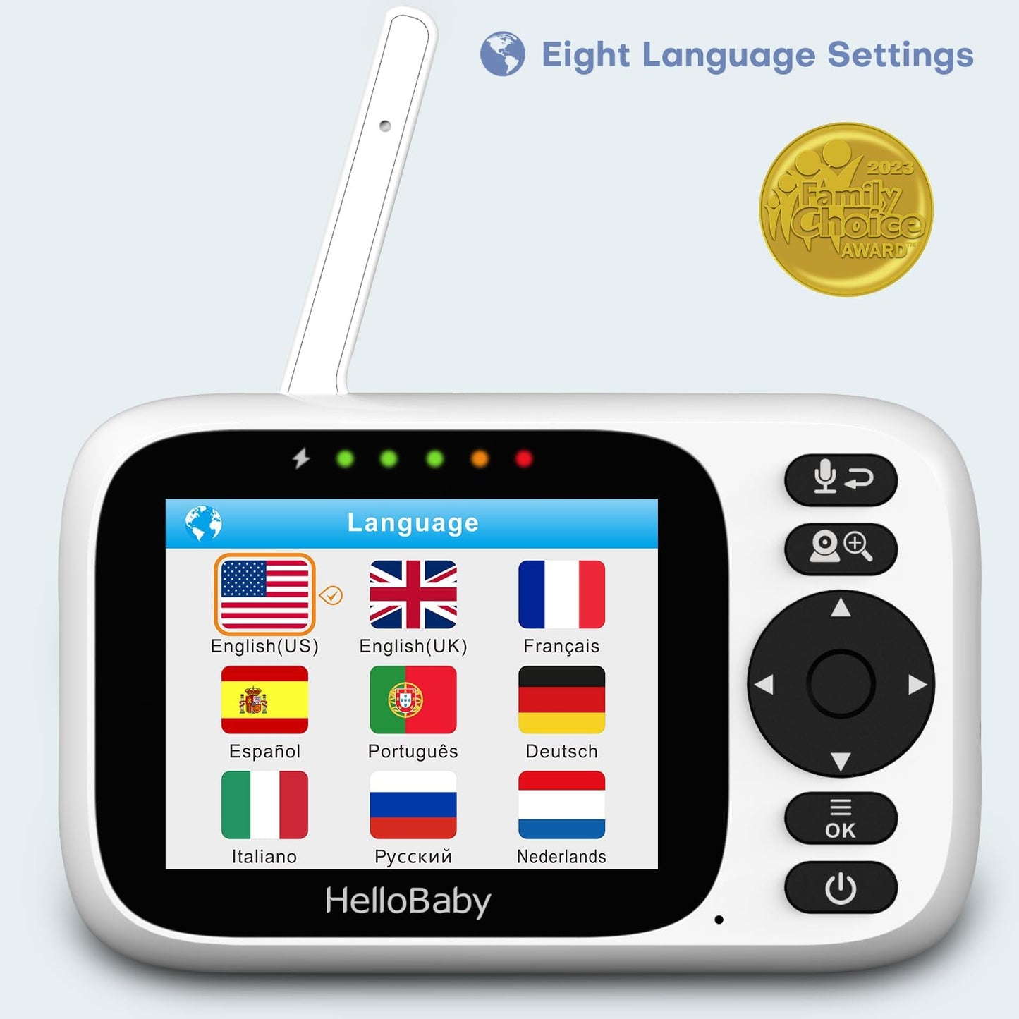 HelloBaby 3.2'' Baby Monitor 4 Cameras, Video Audio Baby Monitor No WiFi, Remote Pan-Tilt-Zoom, ECO, Night Vision, 2-Way Talk, 1000ft Range, 8 Lullabies and Temperature, Gifts for Parents and Babies