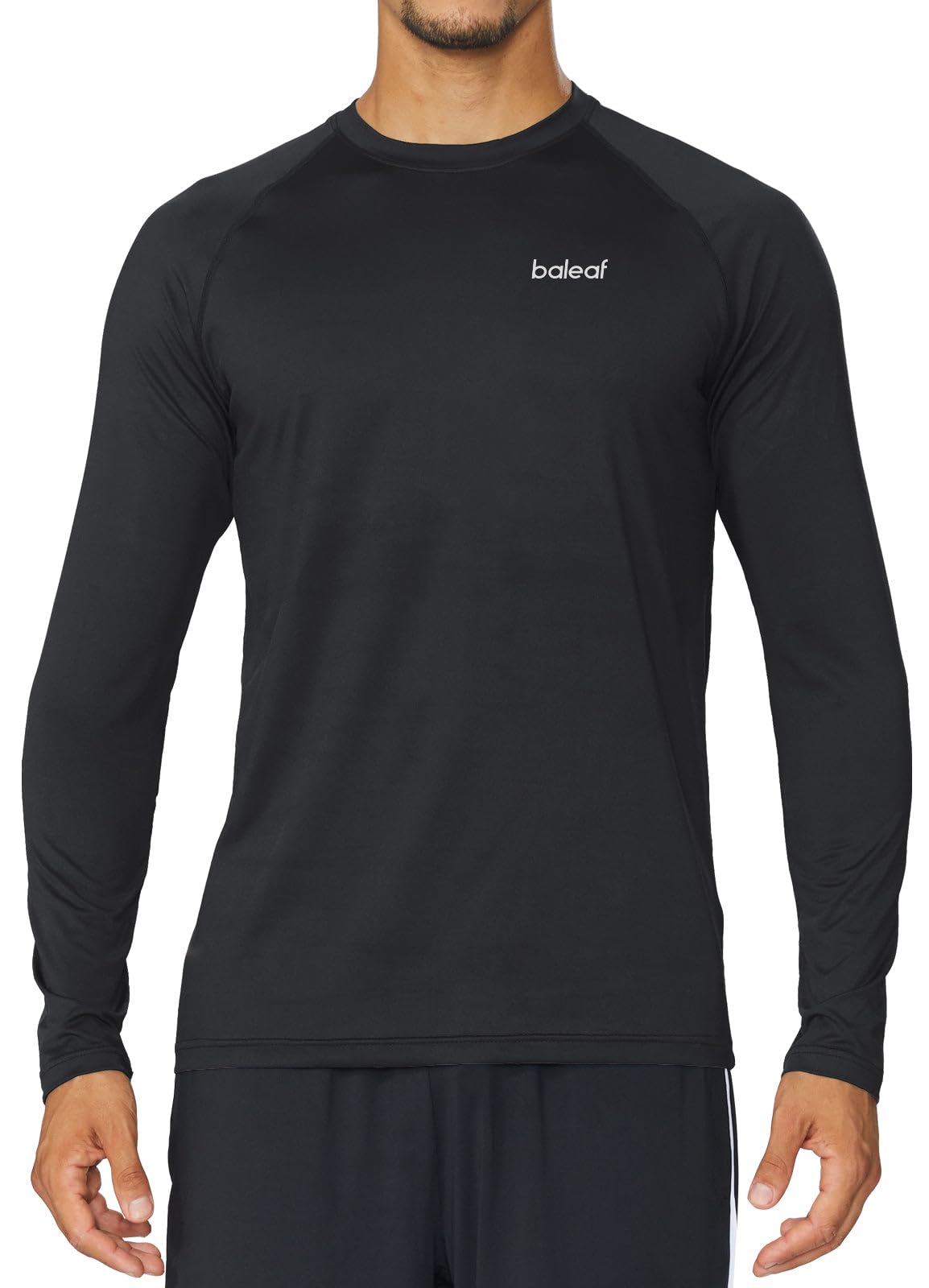 BALEAF Men's Long Sleeve Running Shirts Quick Dry Workout Shirts Athletic T-Shirts Lightweight Soft Fishing Tee Tops Black Size L