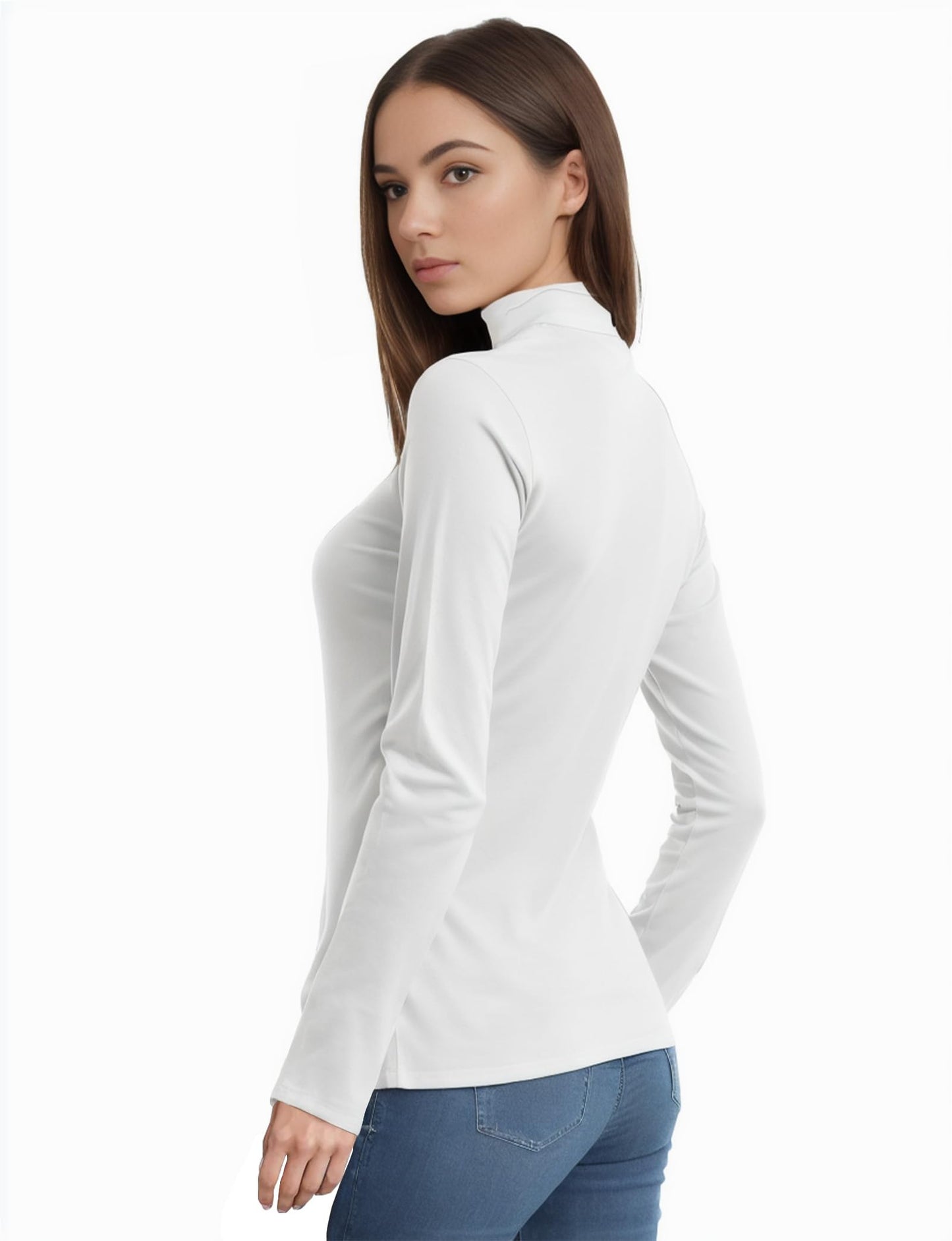Women's 2 Pack Long Sleeve Turtleneck Thermal T-Shirts Mock Neck Underwear Fall Winter Base Layer Lightweight Tops