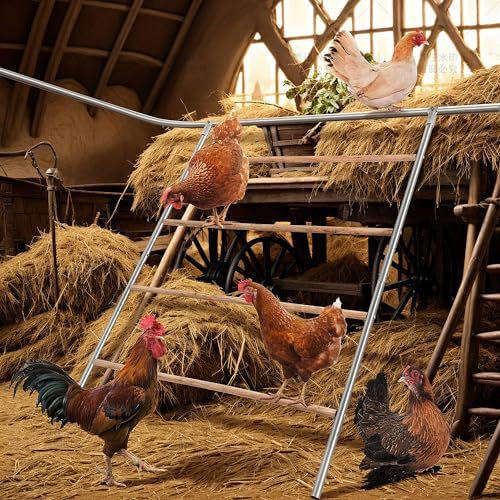 YUMEKA Chicken Roosting Ladder,Chicken Perch for Coop,Chick Roosting Bars, Cock Coop Toys, Suitable for Chicken Run and Chicken Perch, Backyard Poultry, Farm Roost Toys for Hen 55.1' L x 40.1' W