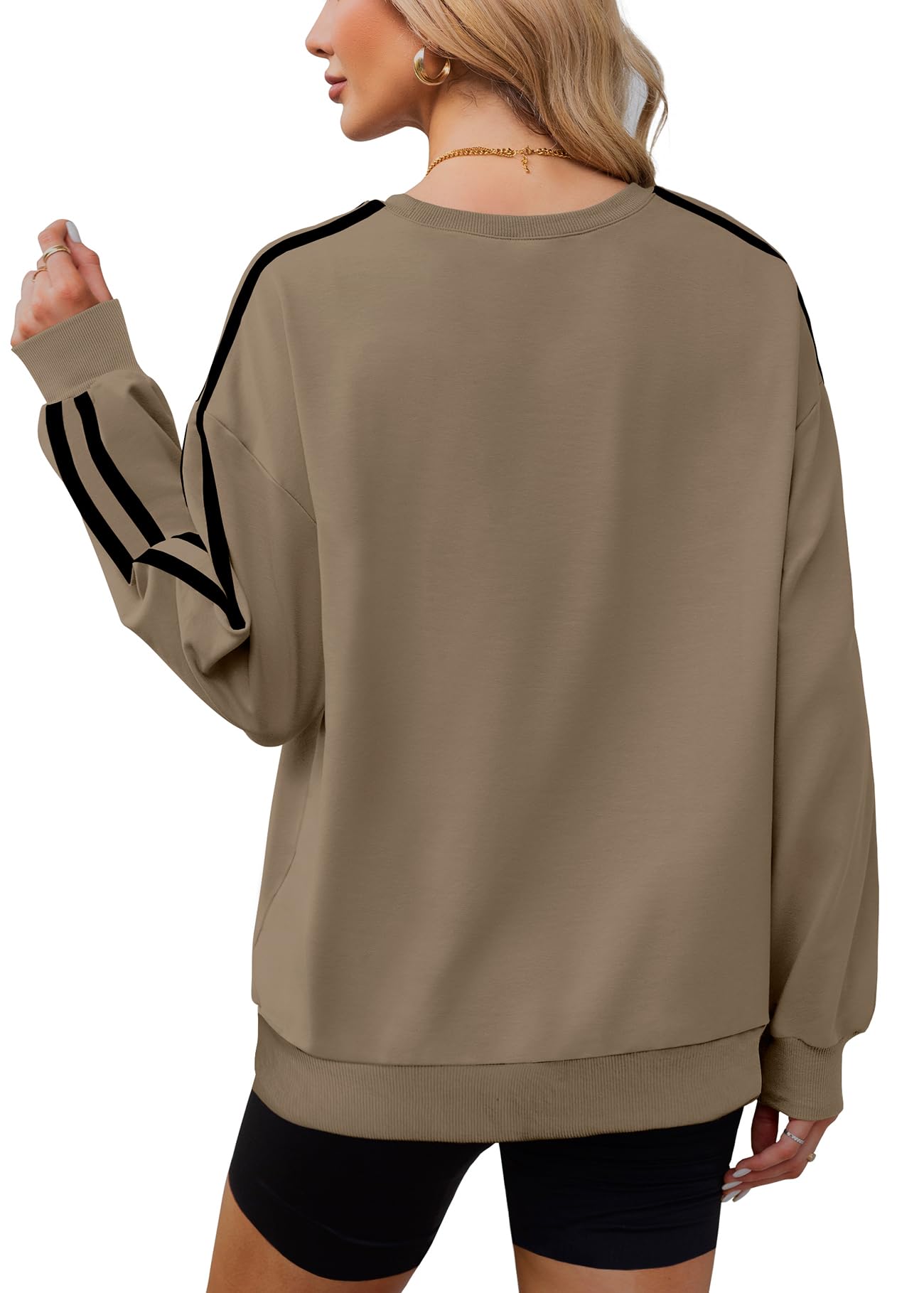 WIHOLL Womens Tops Oversized Shirts Pullover Long Sleeve Fall Sporty Shirts Color Block Loose Fit Green Winter Clothes XL