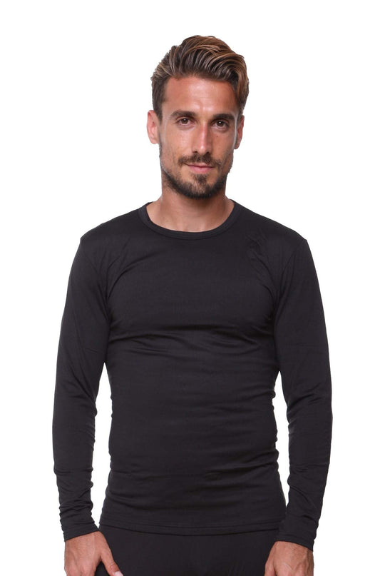 Ultra Dry Thermal Shirts for Men Long Sleeve Shirts for Men Thermal Underwear Shirt Mens Thermal Black Undershirts Men Fleece Lined Base Under Shirt for Men Long Sleeve Thermal Black Shirt Men