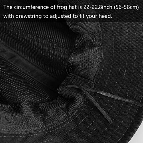SAOROPEB Frog Hat for Adult Teens, Cute Frog Bucket Hat, Cotton Bucket Hat Funny Hat Fisherman Hat for Men Women Black