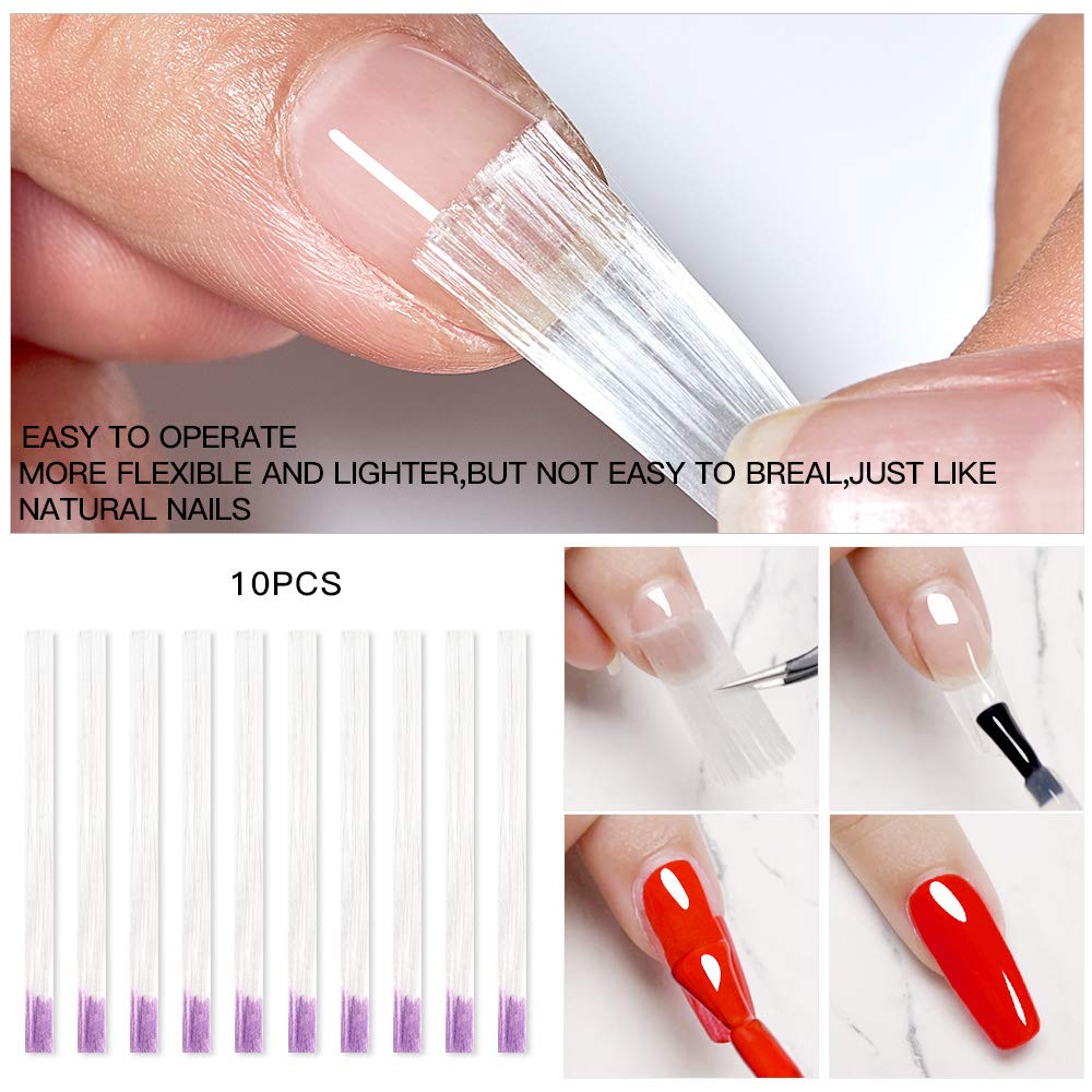 Fiberglass Nail Extension Kit with Building Gel Magical Silk Fiberglass Nail Wrap Form Quick Building Fiber Extension Gel, Nail File, Tweezers, Nail Tips Clip for Gel Extension Nail Art