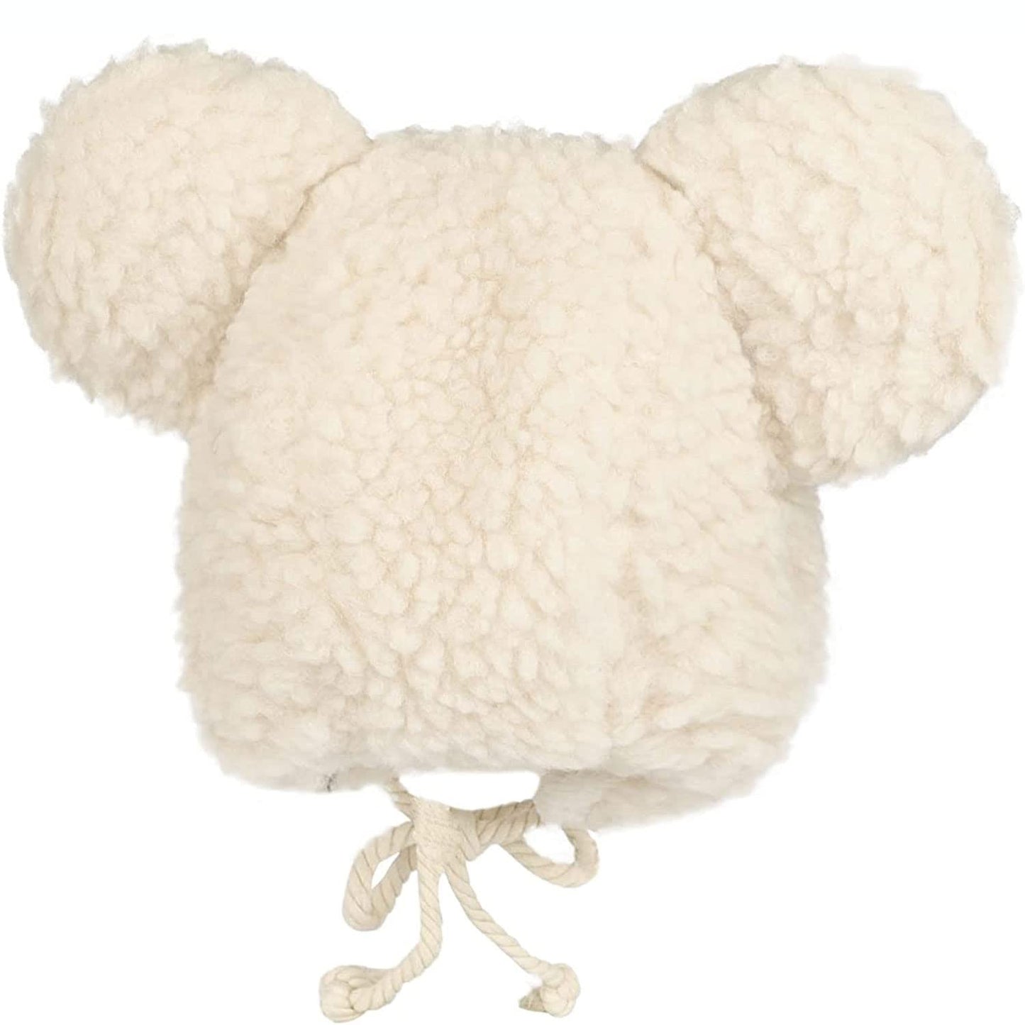 Cute Plush Faux Fur Animal Critter Hat Cap with Ear Flaps Fuzzy Bear Hat Soft Warm Winter Hat Beanie for Adults Women Girls Beige