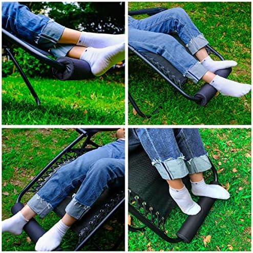 2 Pack Zero Gravity Chair Foot Rest, TOPJUM Footrest Cushion for Anti Gravity Folding Recliner, Footrest Padding for Patio Lawn Outdoor Chair, Lounge Accessory for Tall User (Black - Set of 2)