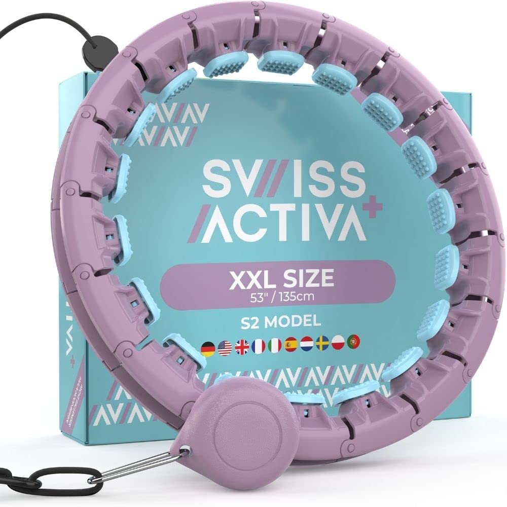 Swiss Activa+ S2 XXL Smart Hula Hoop Adult - Up to 47in for Plus Size XXL - Won't Fall Off - Weight Loss Hoop for Women - Smart Fitness Hula Hoop with Weight