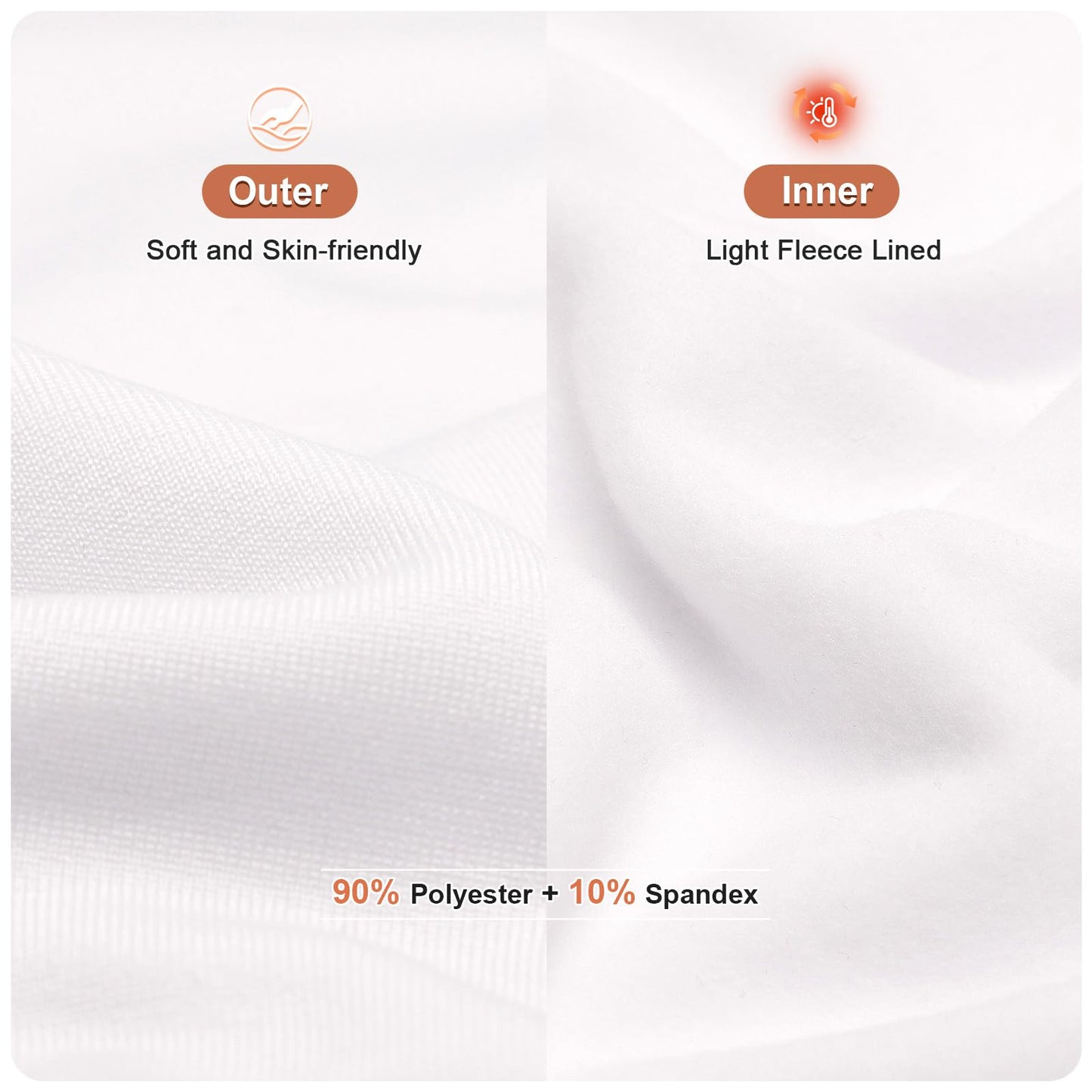 Witkey Thermals for Women Long Sleeve Shirts Cold Weather Crew Neck Fitted Fleece Lined Baselayer Tops Lightweight Winter Clothing Workout Running Hiking Quick Dry White