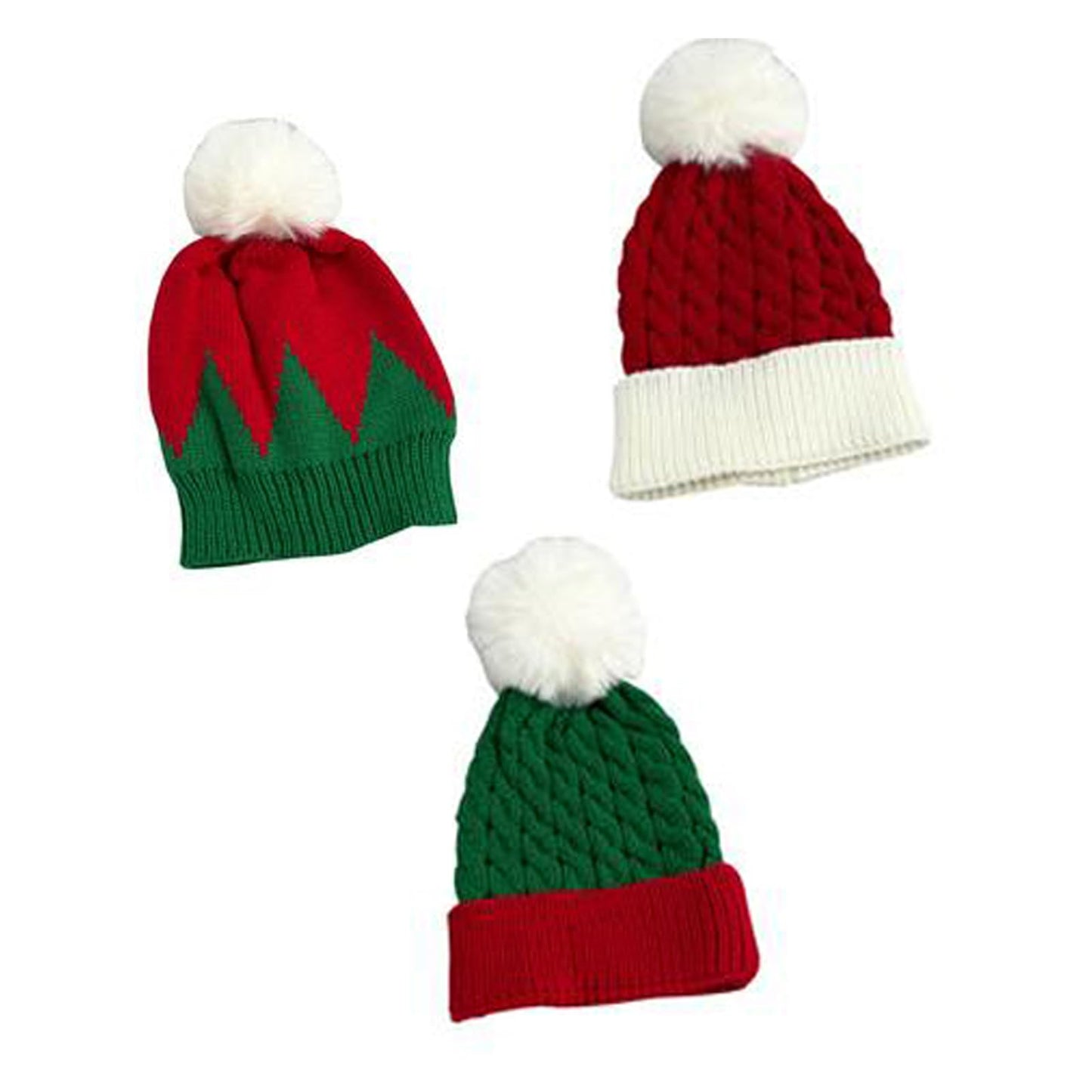 Unisex Winter Beanie Hat Christmas Knitted Santa Hat Xmas Santa Claus Cap for Adults (Acrylic, 3 pcs)