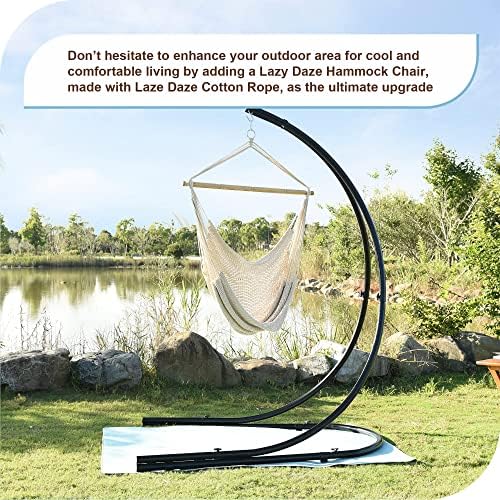 Lazy Daze Hammocks Chair Caribbean Hanging Rope Weaving Chair with 40" Hardwood Spreader Bar and Soft-Spun Cotton Rope for Indoor/Outdoor Backyard & Living Room, Max 300 LBS, Natural