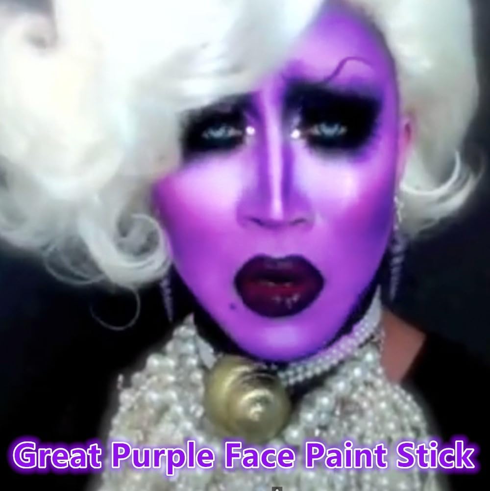 Go Ho Cream-Blendable Purple Face Paint Stick,Full-coverage Purple Body Paint Stick for Adults Children Halloween Cosplay SFX Witch Devil Makeup,Waterproof Purple Eye Black Stick