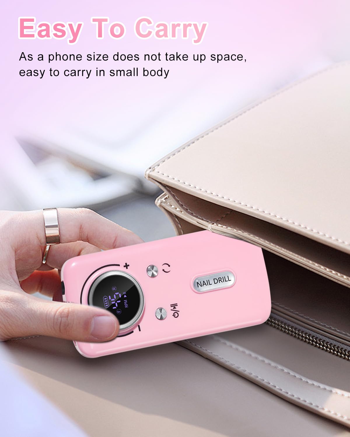 CozyZen Cordless Nail Drill Professional: 45000 RPM Rechargeable Electric Nail File Kit, Portable & Low Noise for Acrylic, Gel Nails, Manicure & Pedicure - Salon & Home Use