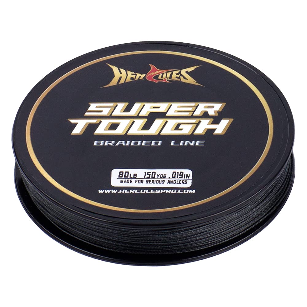 HERCULES Super Tough Braided Fishing Line 4 pounds Test Black 4LB (150 Yards) - 4 Strands