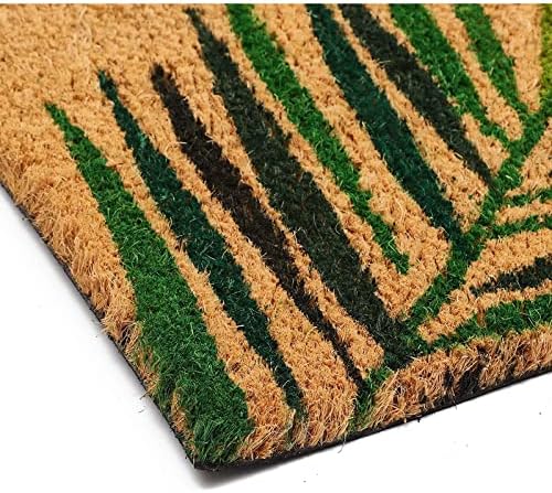Juvale 30 x 17 in Coir Door Mat - Tropical Palm Leaf Welcome Mat Outdoor Entrance - Palm Leaf Plant Doormat for Front Porch (30 x 17 in)