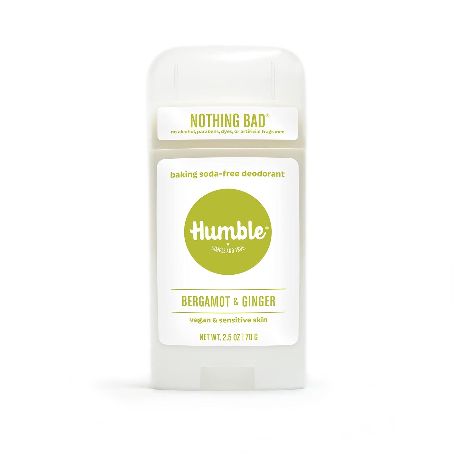 HUMBLE BRANDS Aluminum-Free Deodorant, Vegan and Cruelty- free, Formulated for Sensitive Skin, Bergamot & Ginger, 2.5 Ounce (Pack of 1)