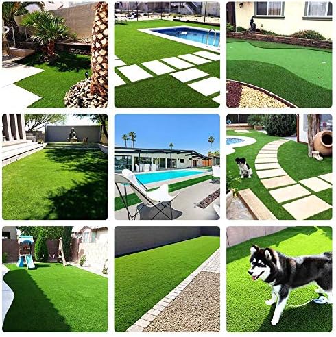 Petgrow Deluxe Realistic Artificial Grass Turf 3.3FTX5FT, 70 oz Face Weight /Drainage Holes / Rubber Backing, Indoor Outdoor Pet Faux Synthetic Grass Astro Rug Carpet for Garden Backyard Patio Balcony