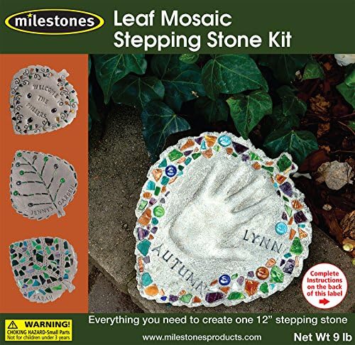 Midwest Products Milestones Decorative Mosaic Leaf Stepping Stone Kit for Flower Beds, Gardens, and Walkways - 901-11455
